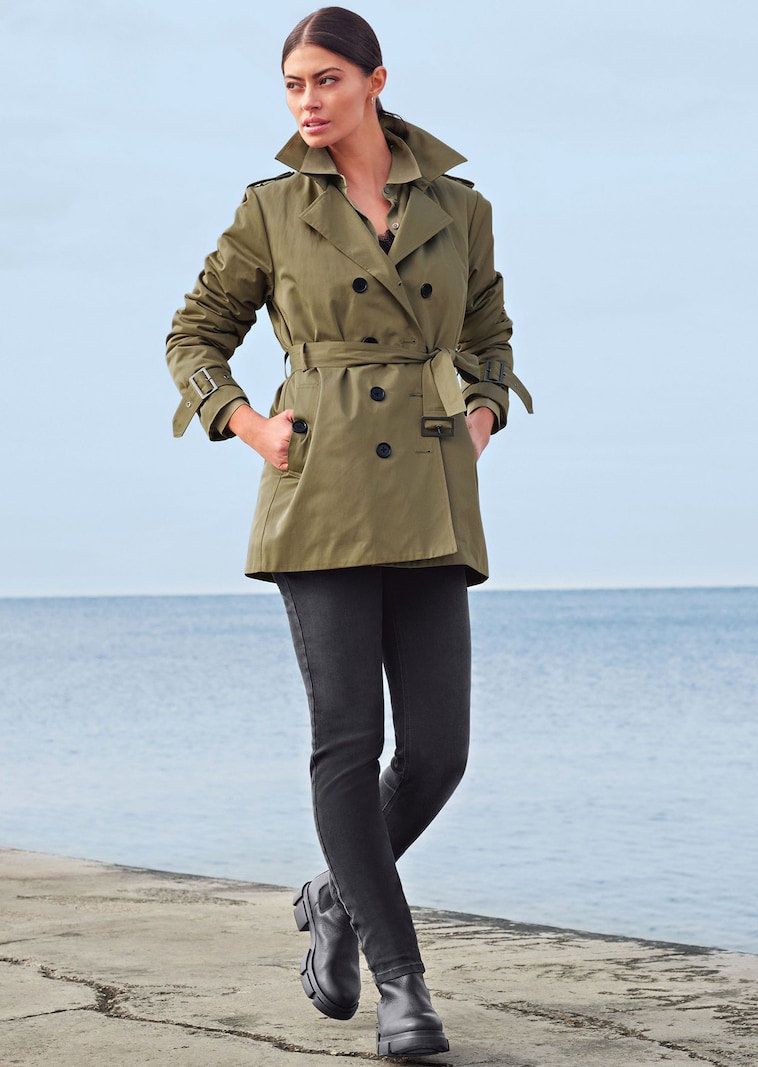 Zweireihige Trench-Jacke mit Steppfutter