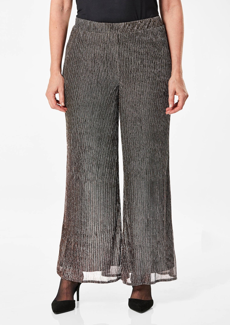 Pantalon palazzo VERA en tissu plissé brillant