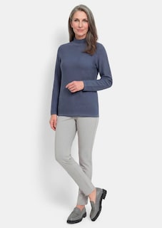 Fijn gebreide tricot pullover met opstaande kraag thumbnail 2