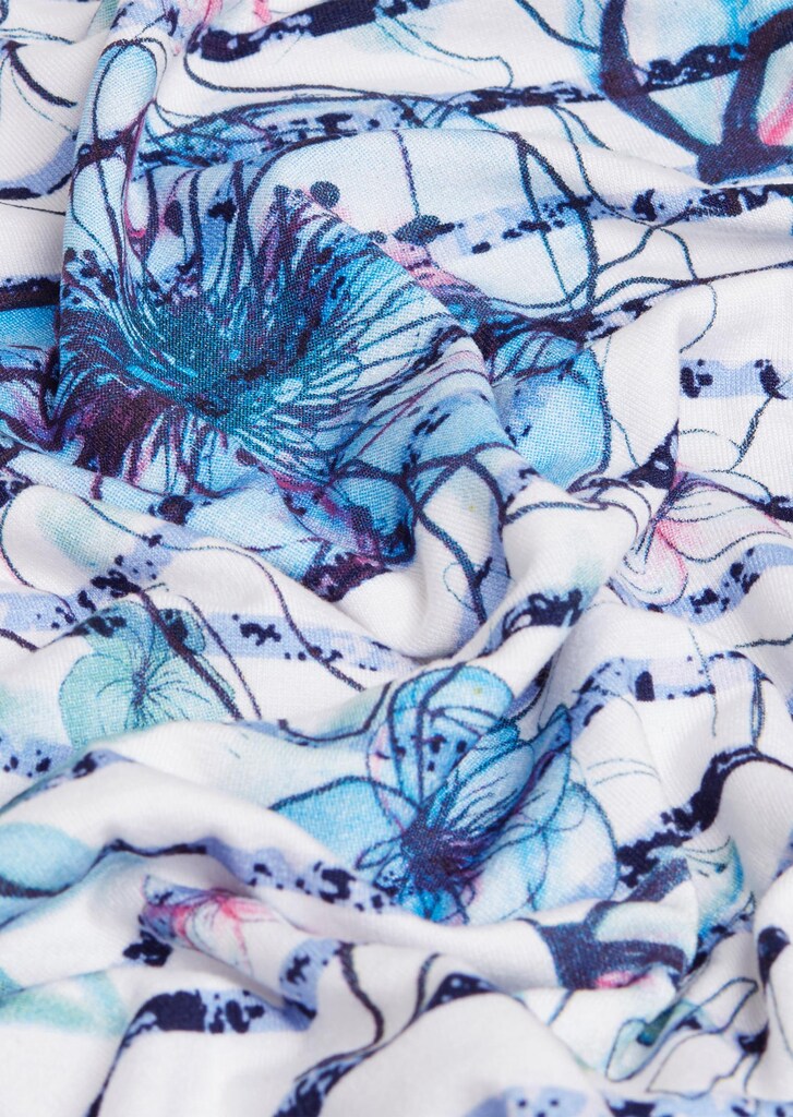 Bequemes Druckshirt in Blumen-Ringeloptik