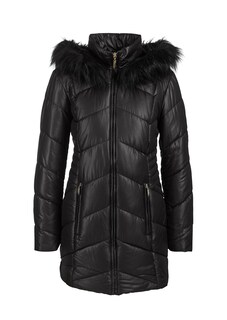 Warme Steppjacke mit Kapuze und Fellimitat thumbnail 2