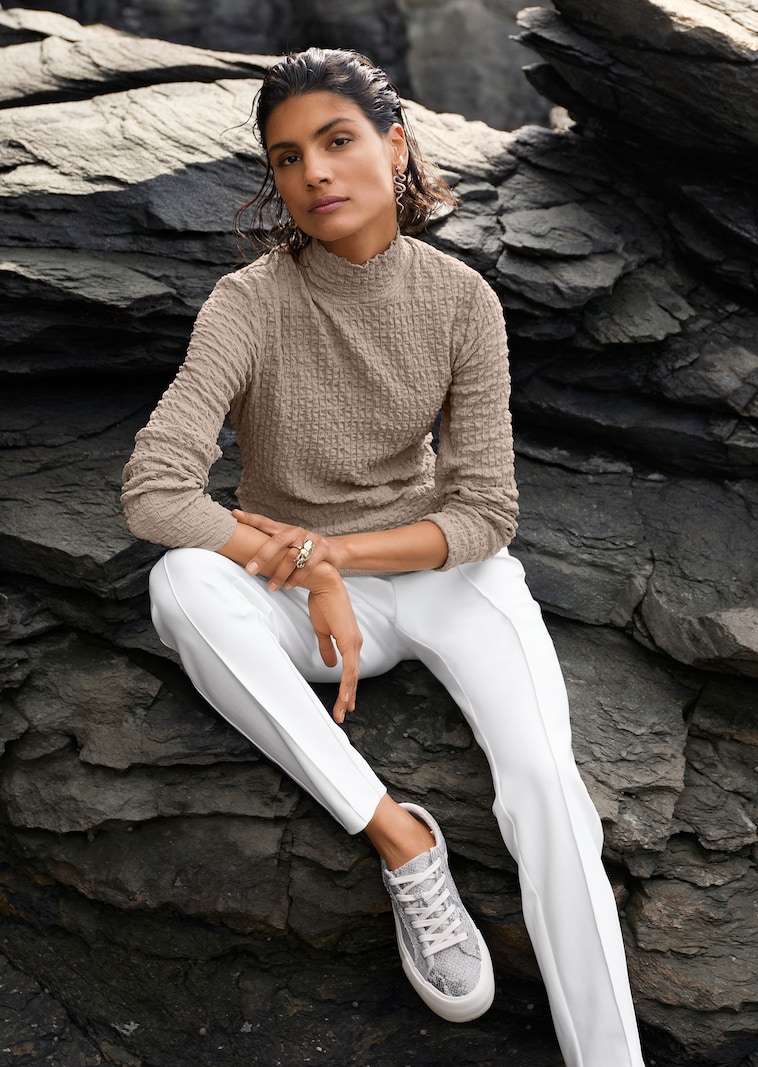 Jersey-Shirt mit Stehkragen