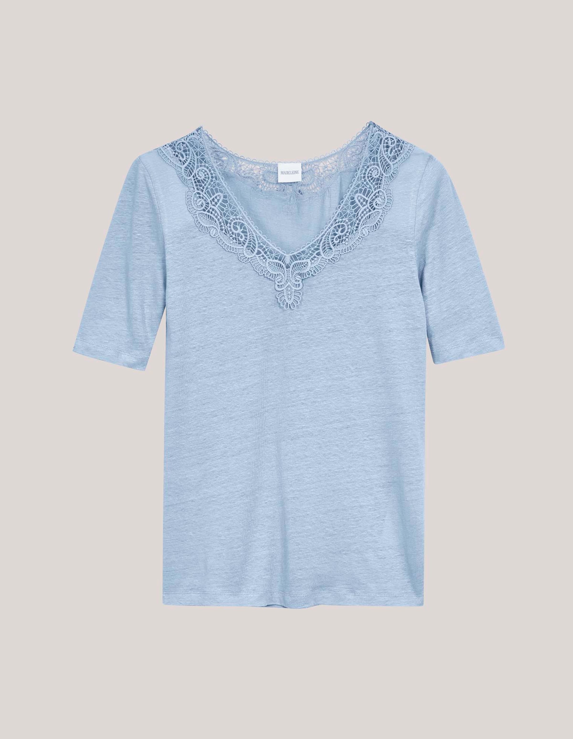 Top en lin avec détails en dentelle fine