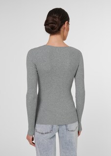 Ribbed jumper with V-neck thumbnail 3