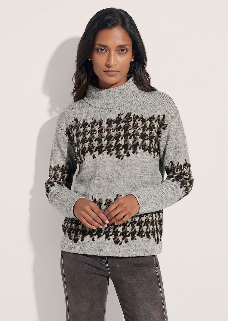 Jacquard sweatshirt with houndstooth pattern