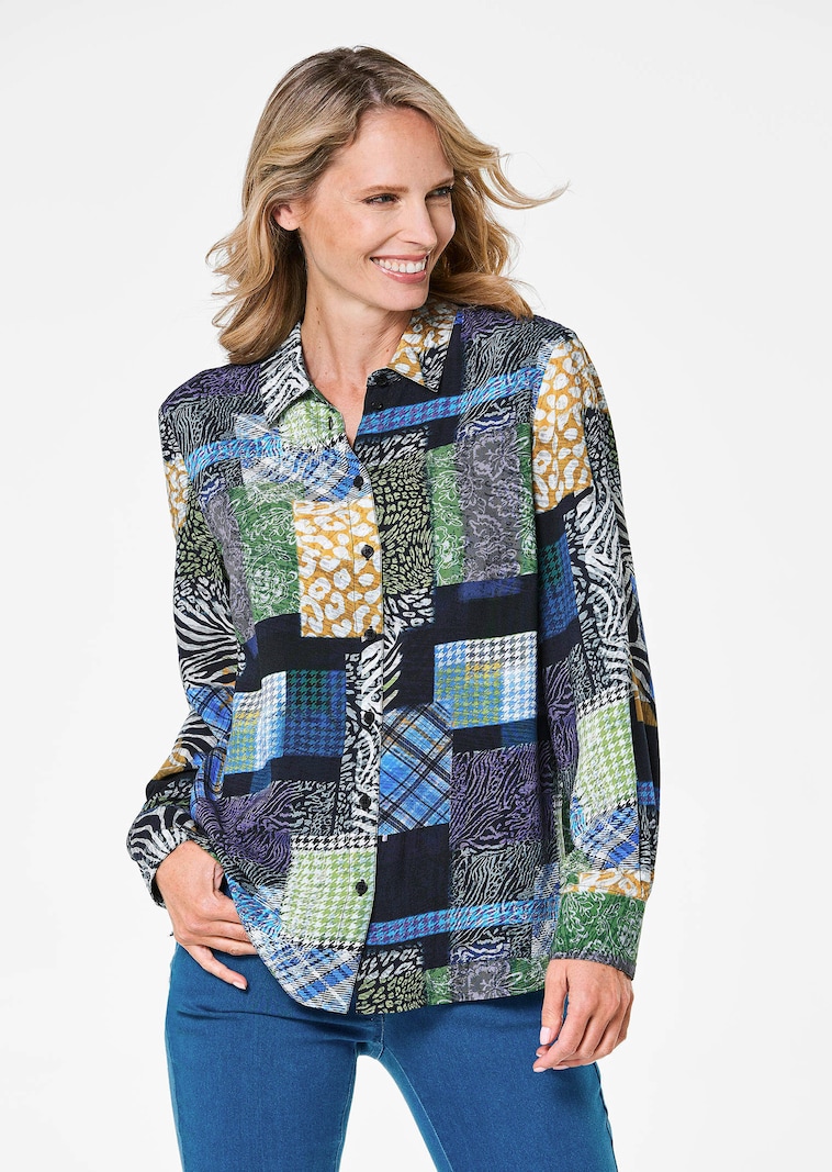 Druckbluse mit Patchmuster