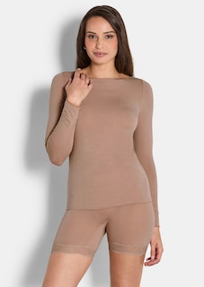 Shirt met lange mouwen en kasjmier thumbnail 1