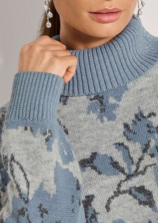 Floraler Jacquard-Pullover mit Rollkragen thumbnail 5