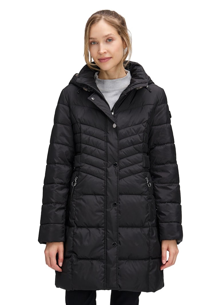 Steppmantel mit kuscheliger Webpelzkapuze