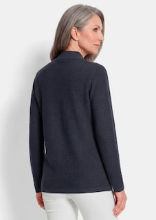 Fijn gebreide tricot pullover met opstaande kraag thumbnail 2