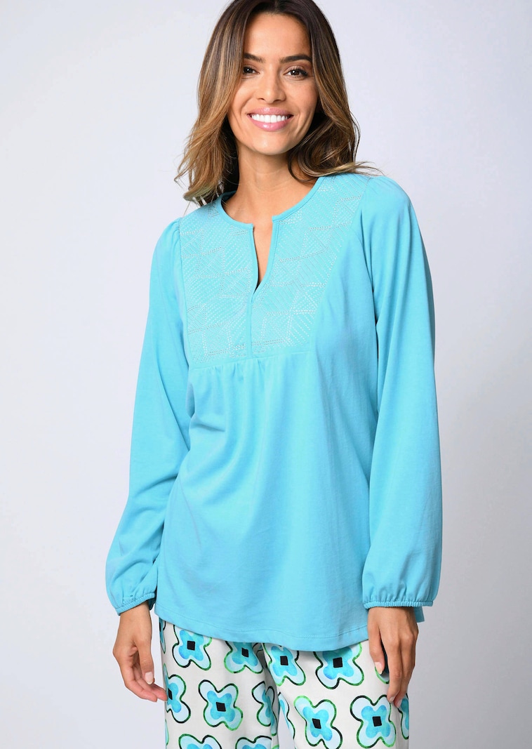Bluse mit grafischer Stickerei