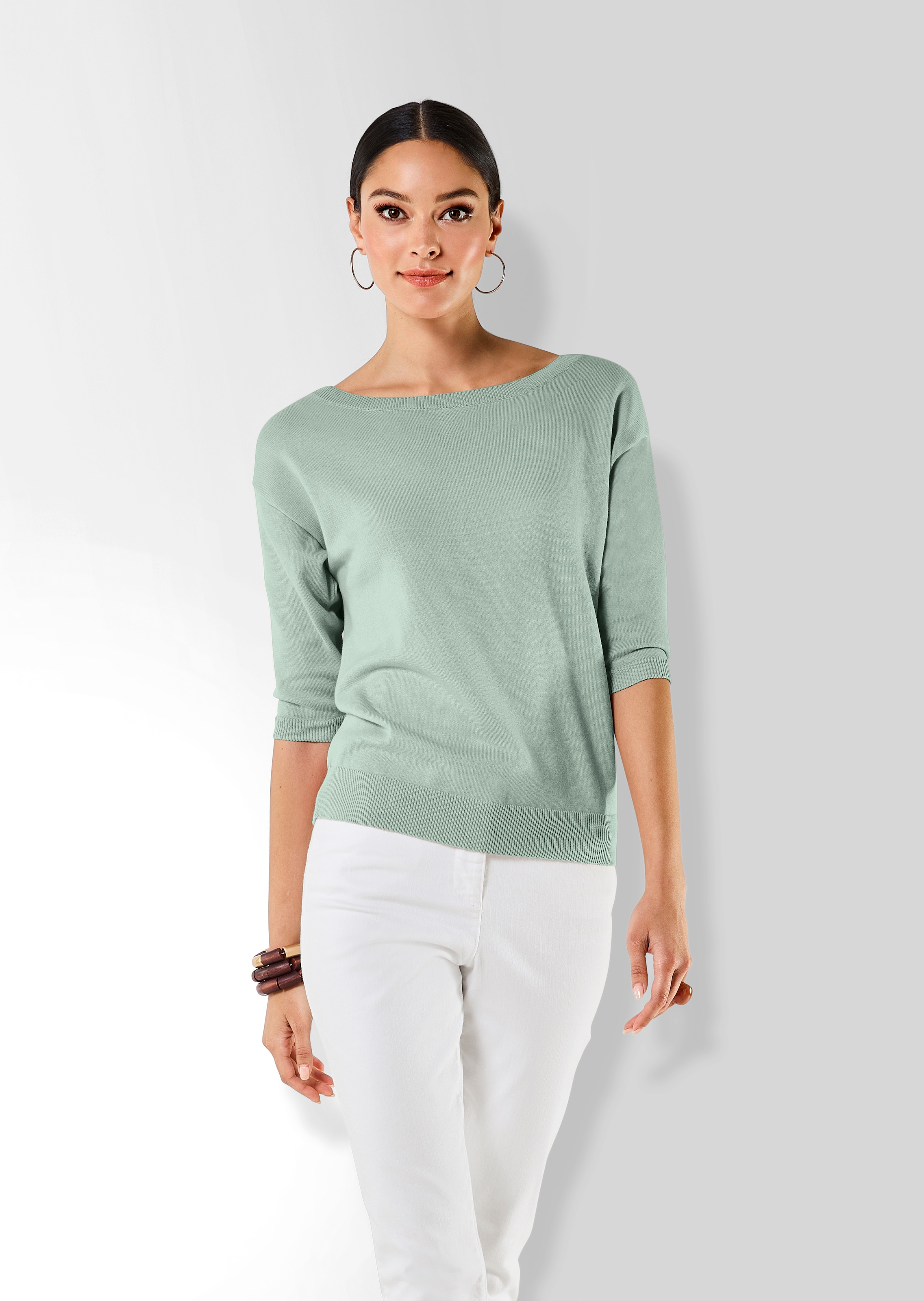 Rundhals-Pullover mit kurzen Ärmeln