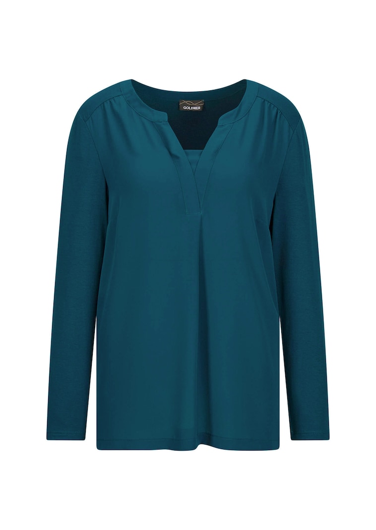Blusenshirt mit Chiffon-Einsatz