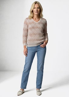 Pull en maille structurée, avec encolure en V thumbnail 2