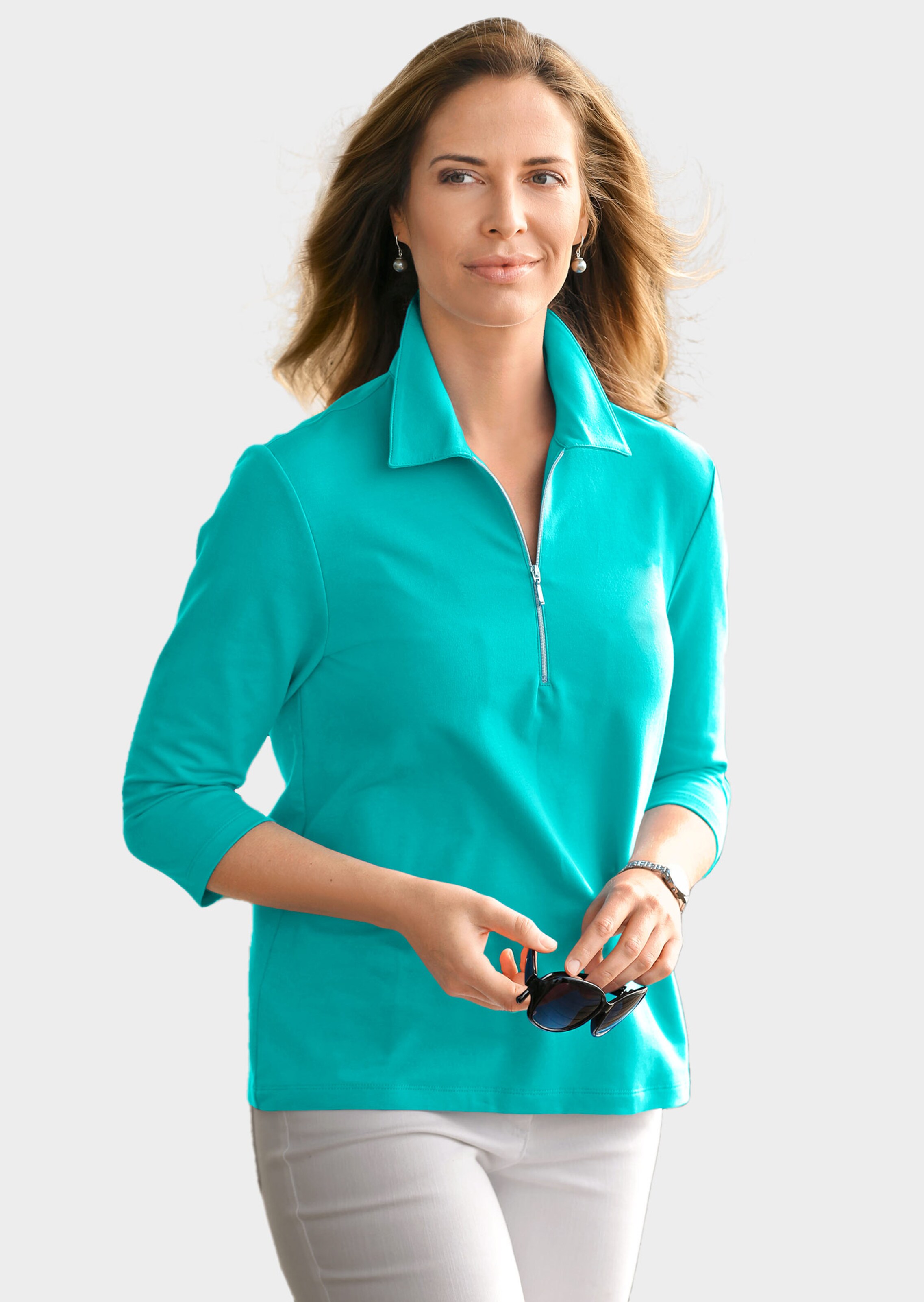 Bequemes Poloshirt mit Reißverschluss