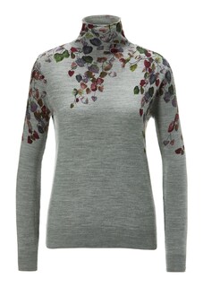 Pullover mit Blätterdruck in Merinoqualität  thumbnail 1