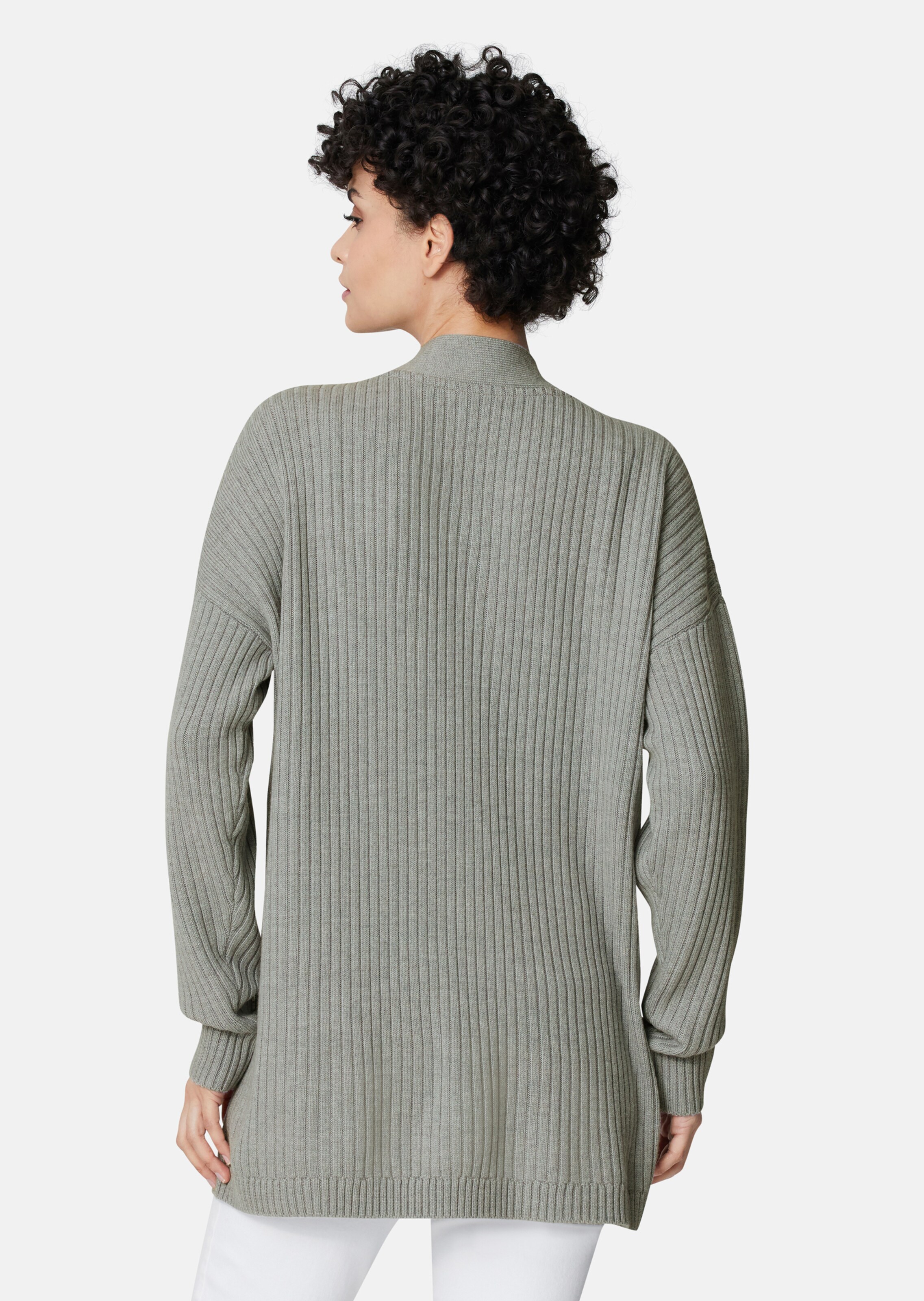Long woollen cardigan in an oversized style in pale grey / melange