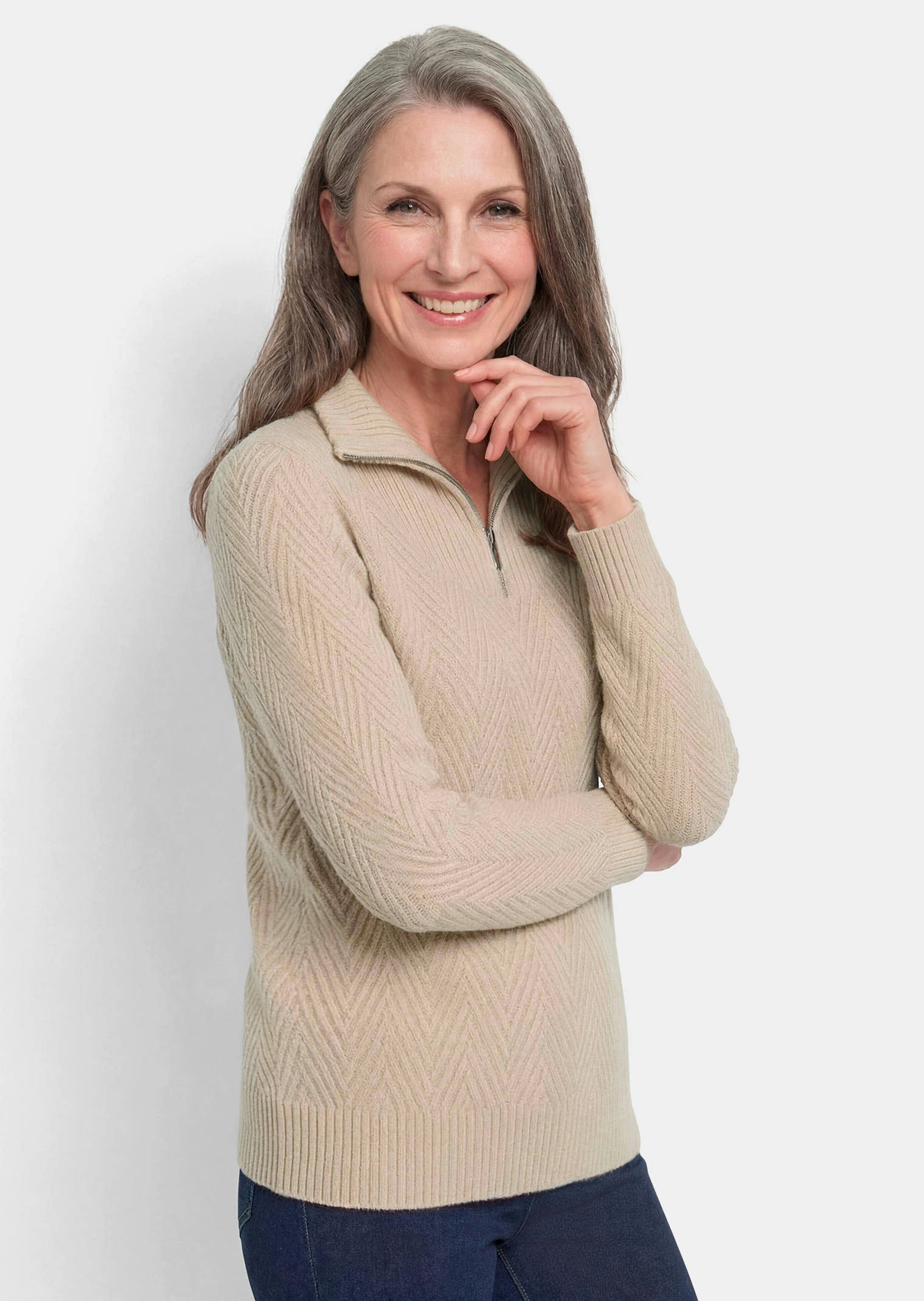 Tricot pullover met troyerkraag