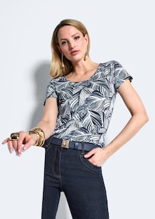 Viskoseshirt mit grafischem Blattprint thumbnail 7