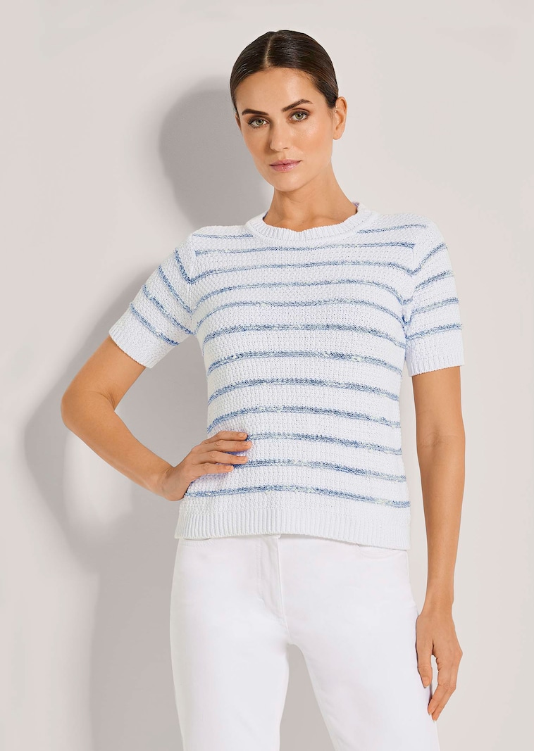 Ringel-Pullover mit kurzen Ärmeln