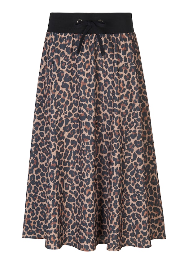 Printed slip-on midi skirt