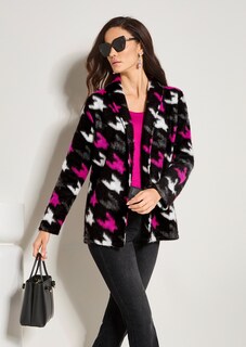 Verschlusslose Shirtjacke mit Hahnentrittmuster thumbnail 7