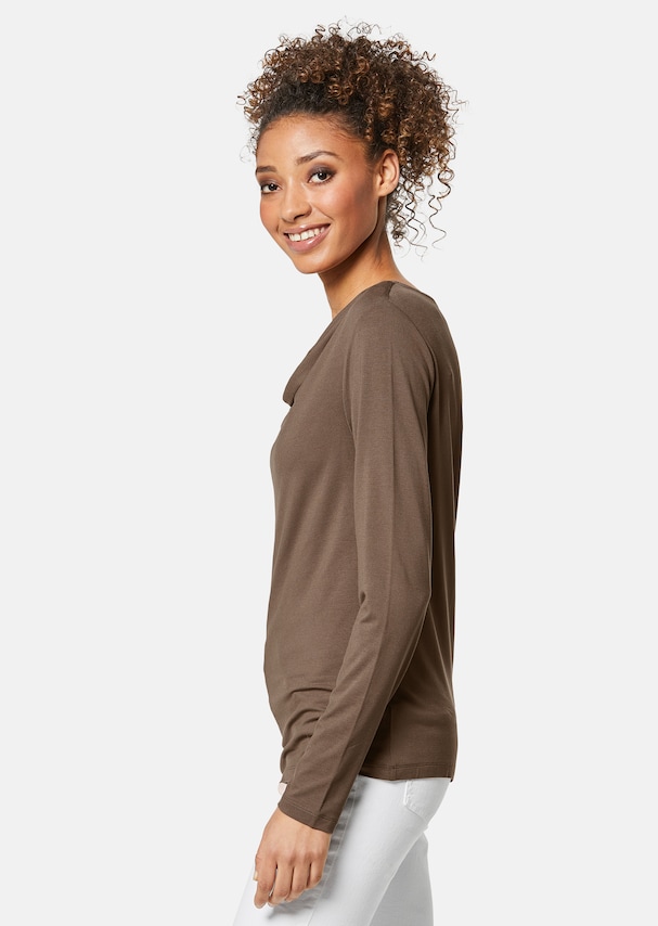 Long-sleeved shirt with waterfall neckline 3