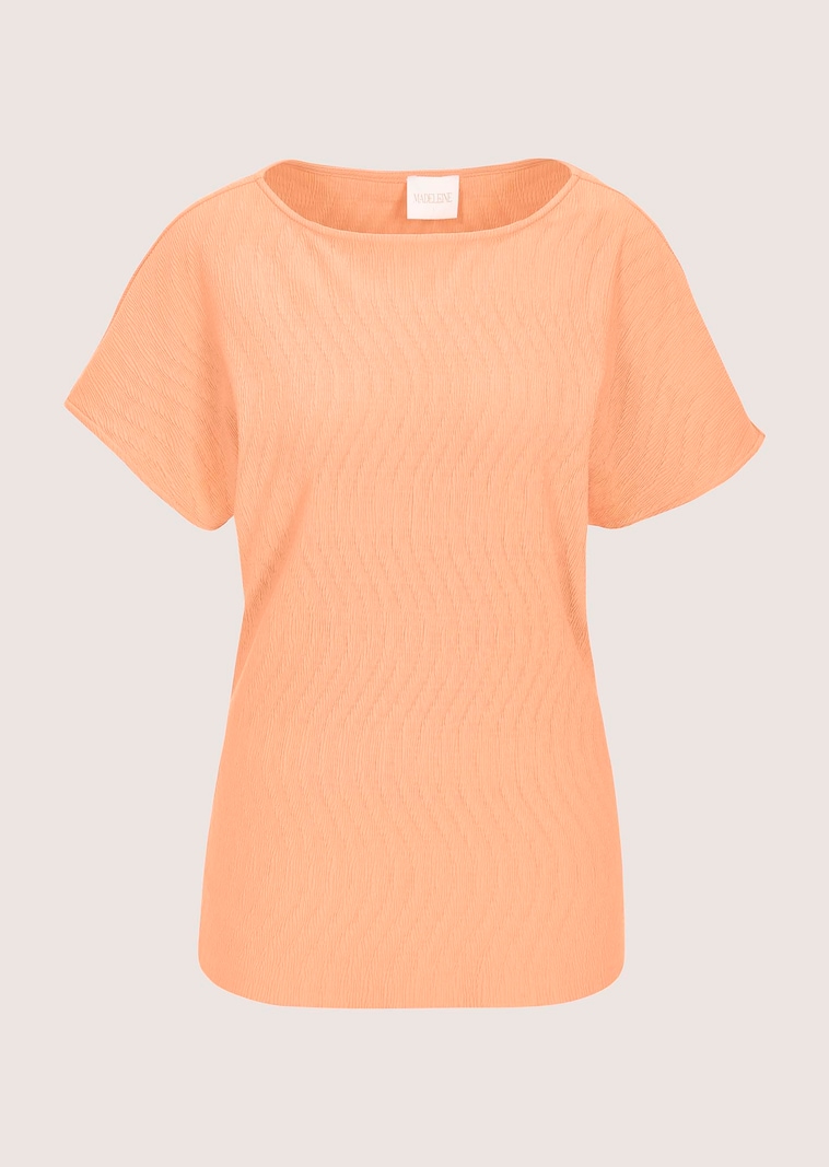Struktur-Shirt mit U-Boot-Ausschnitt