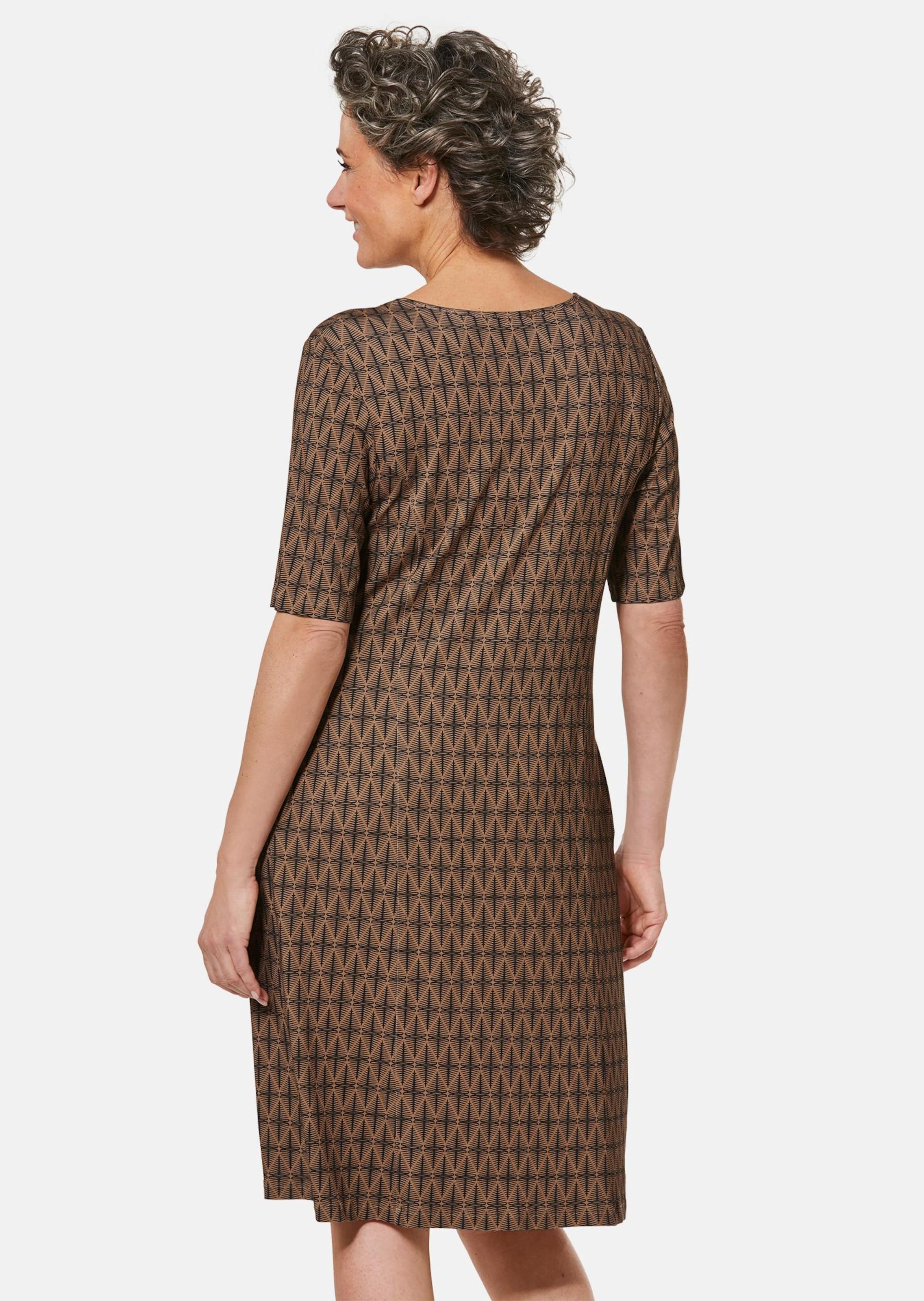 Robe en jersey extensible à imprimé moderne - noir / camel - Gr. 50 de Goldner Fashion