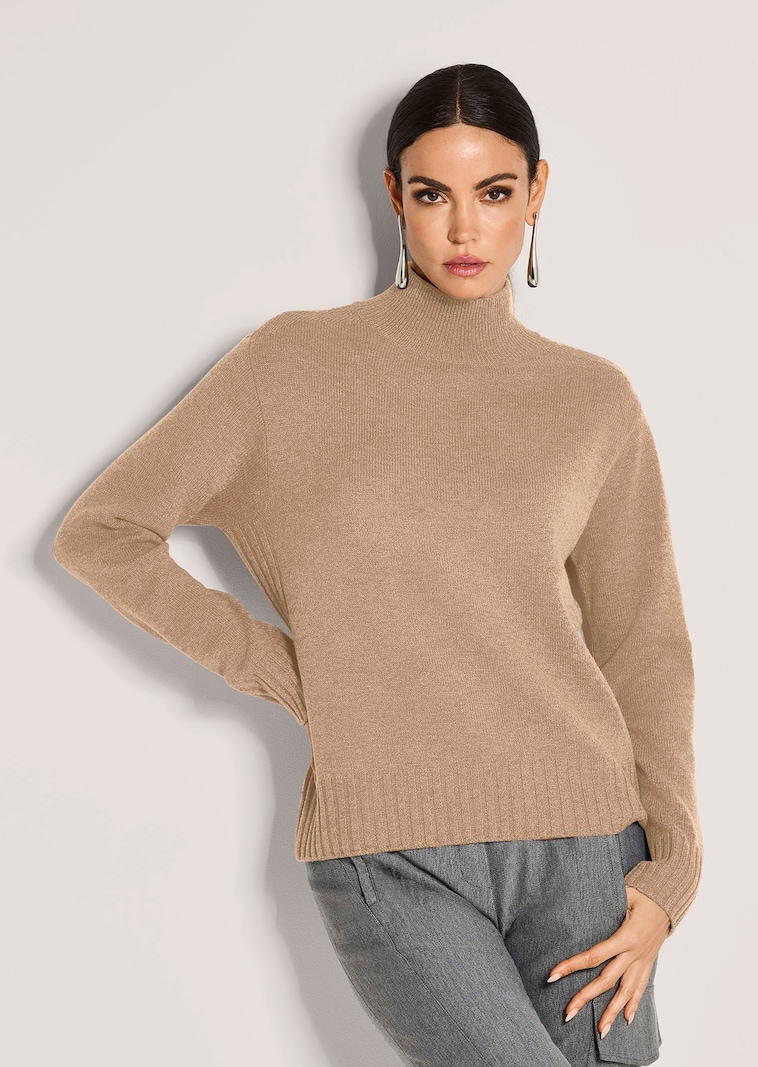 Stehkragen-Pullover in edler Melange