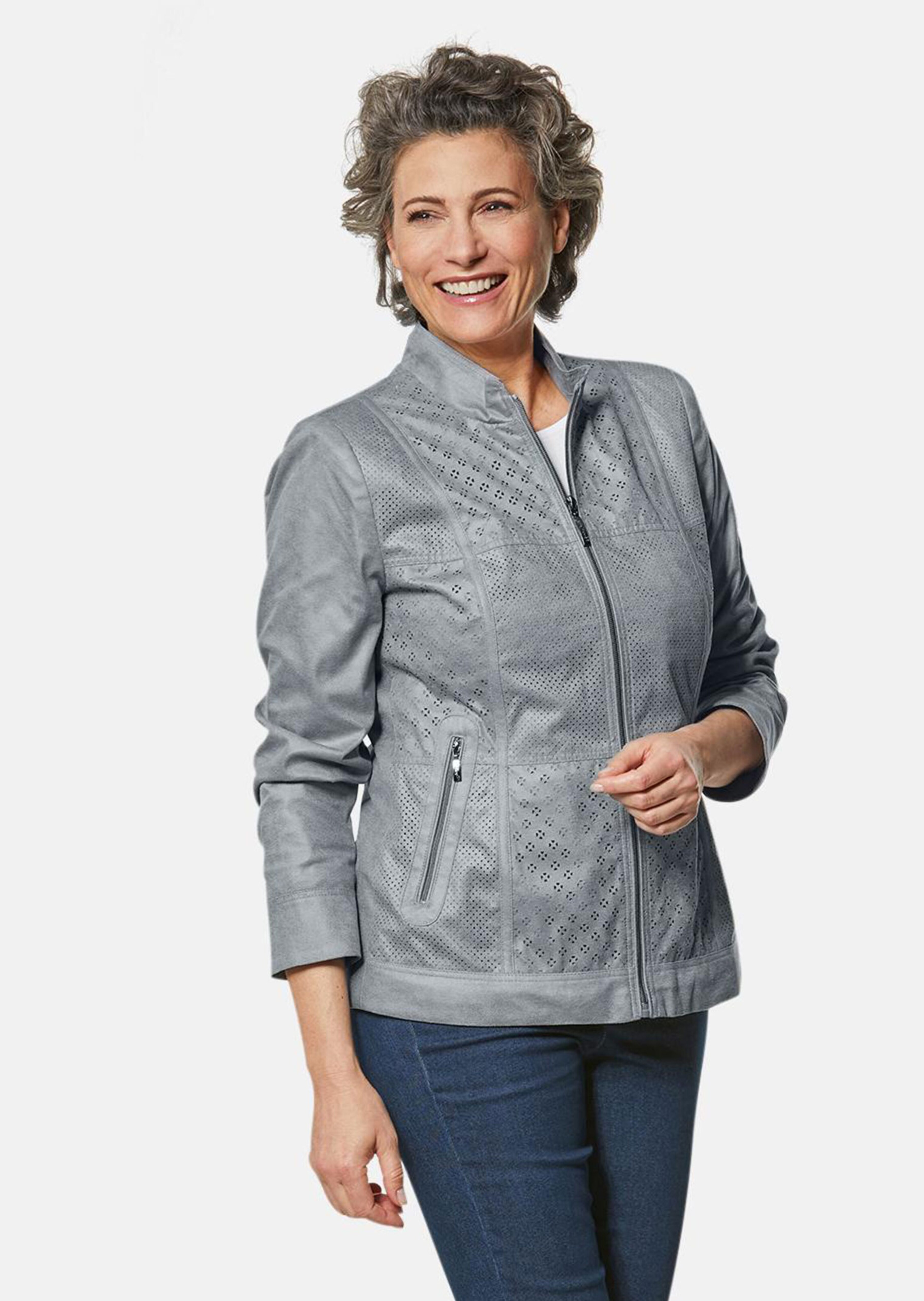 Blazer in weicher Velourslederoptik