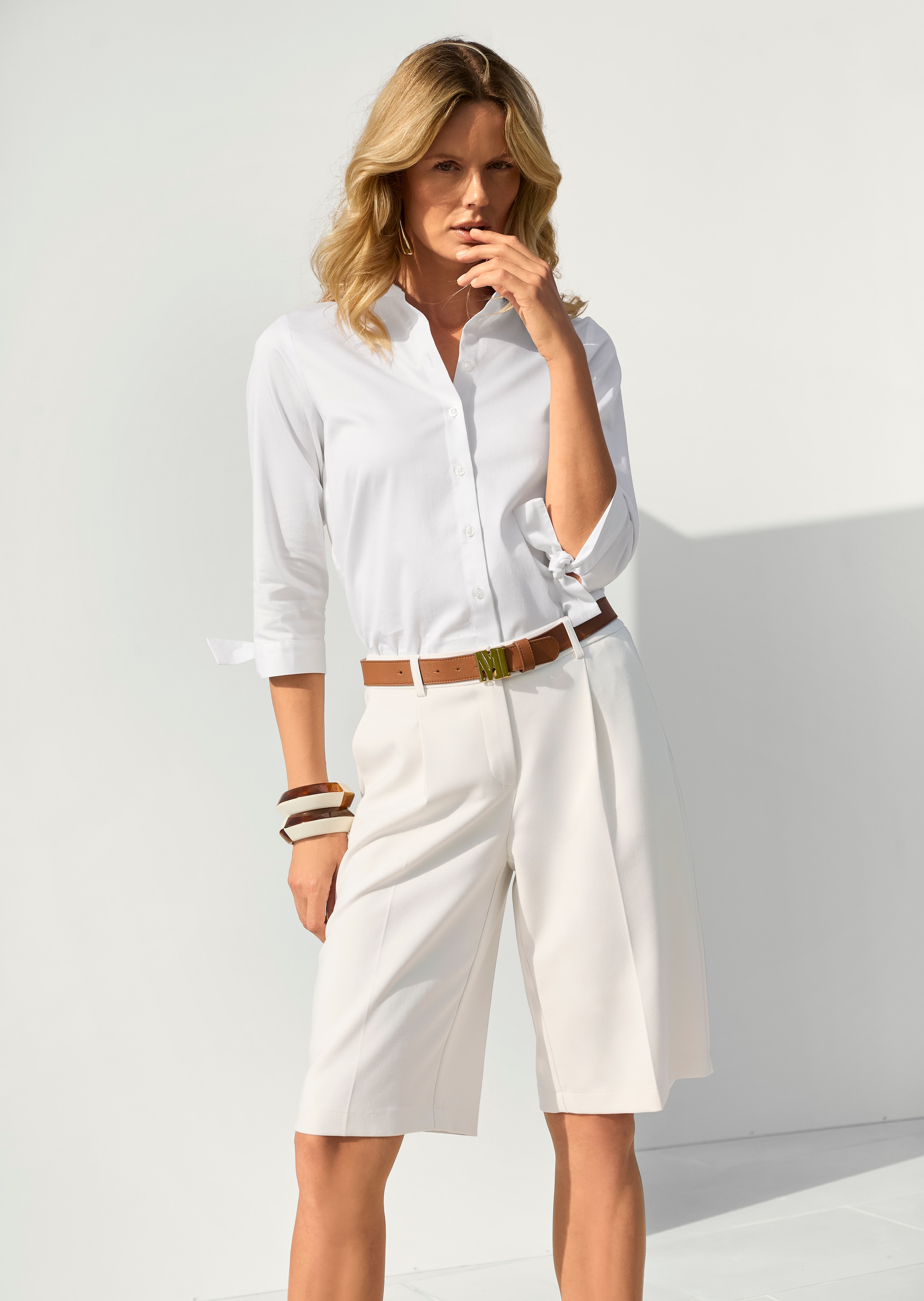 Satin-Bluse mit Ärmelschleifen