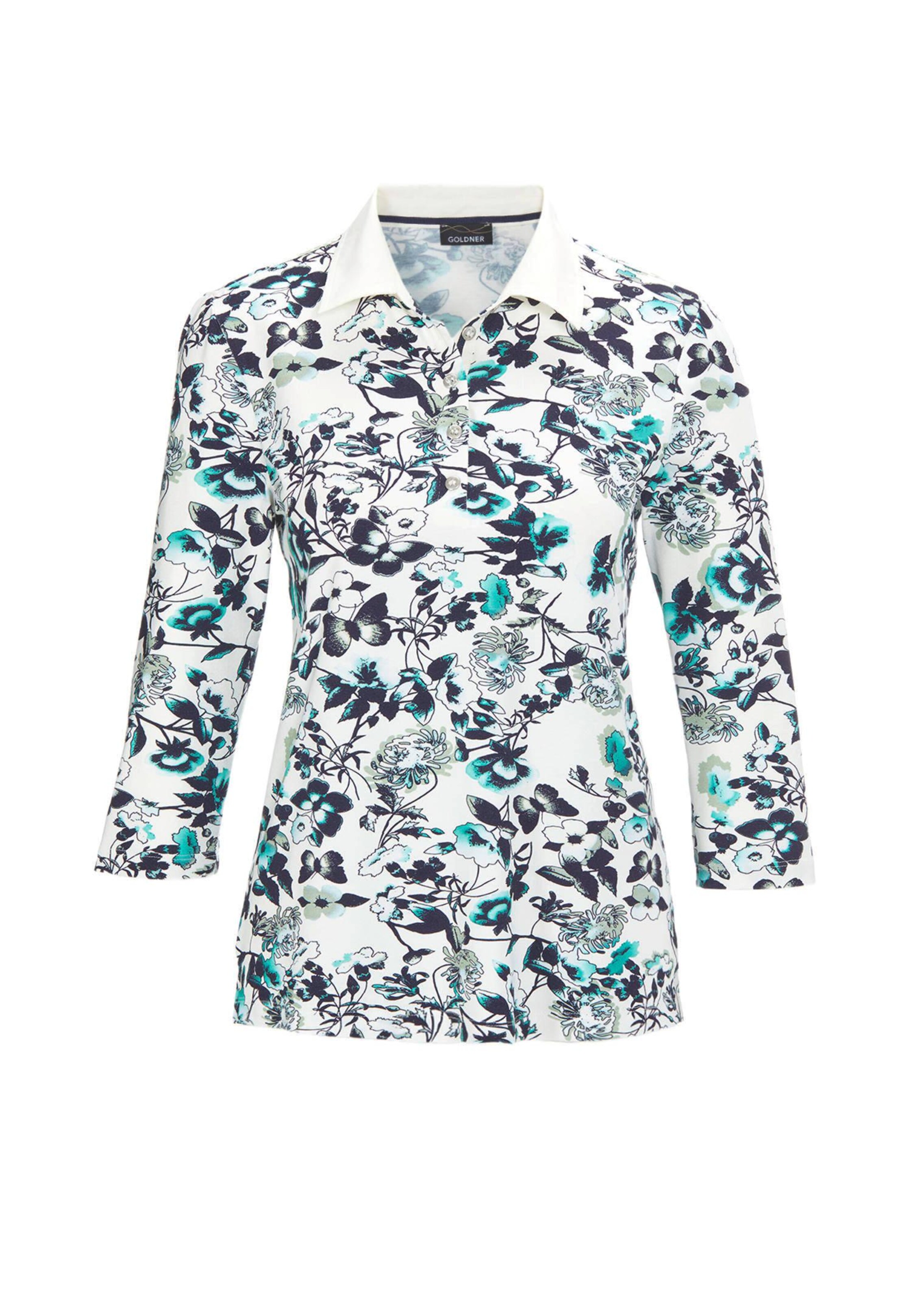 Druckpoloshirt mit weißem Kontrastkragen