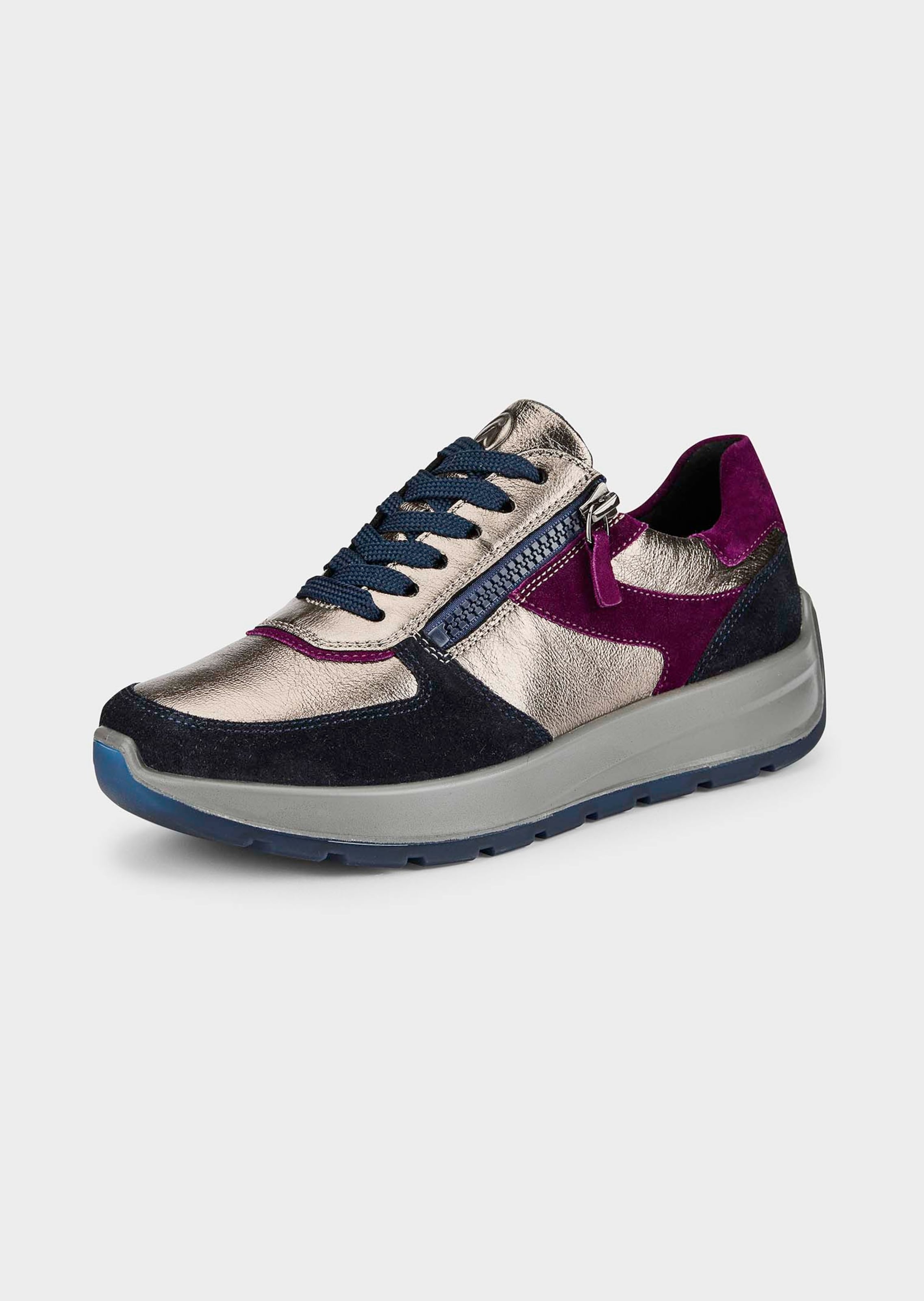 Leder-Sneaker mit Metallic-Look