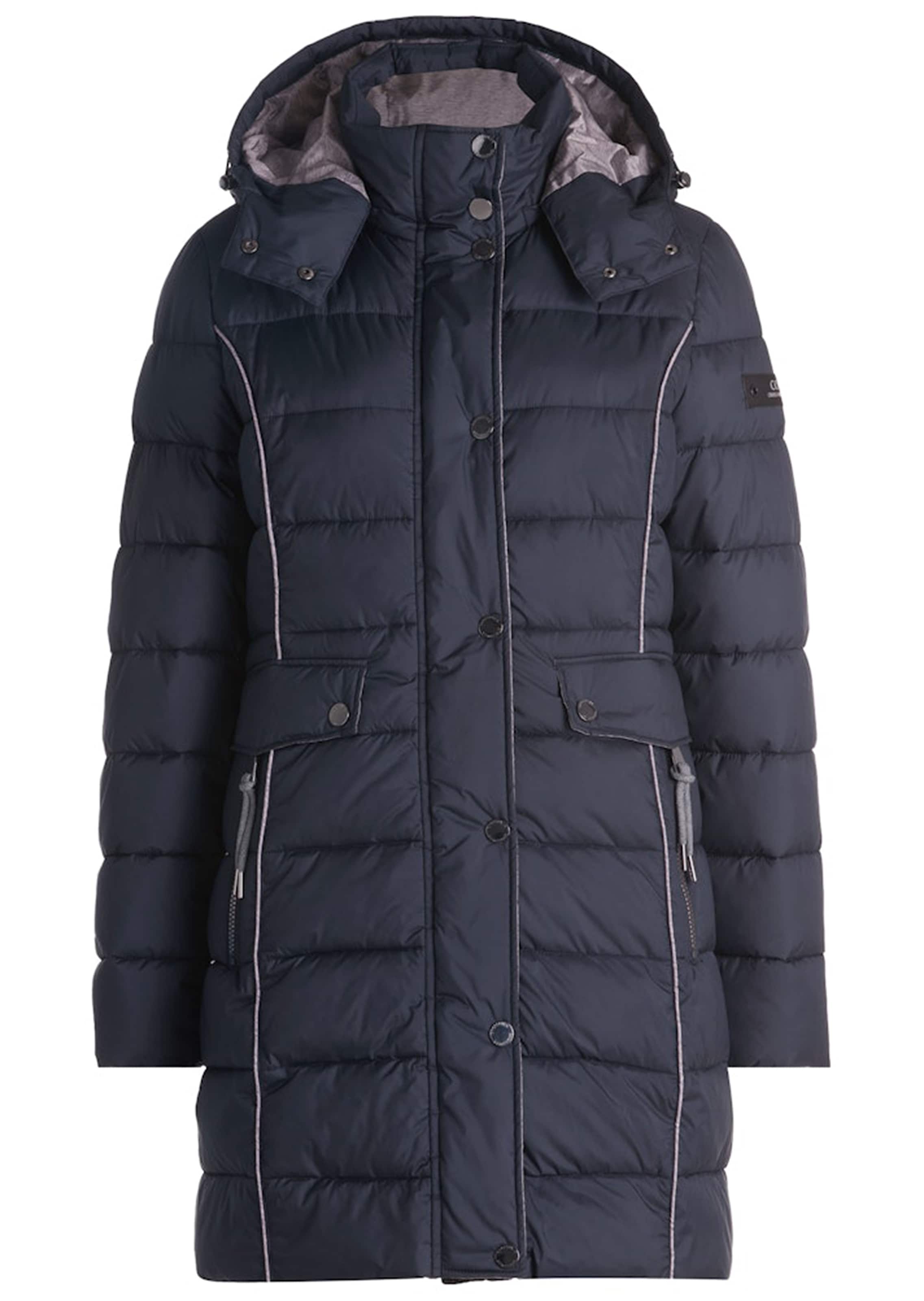 Doorgestikte mantel met afneembare capuchon