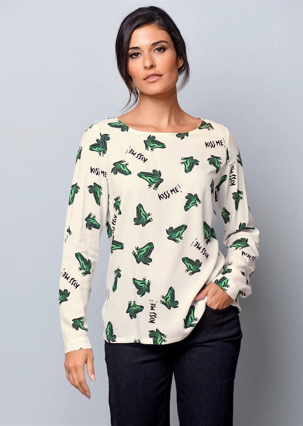 Bluse mit Druckdessin "Frösche"