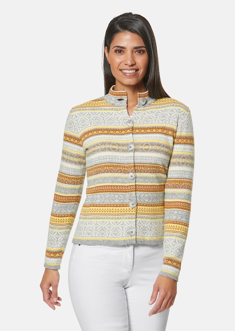Norwegian pattern cardigan in high-quality jacquard knit