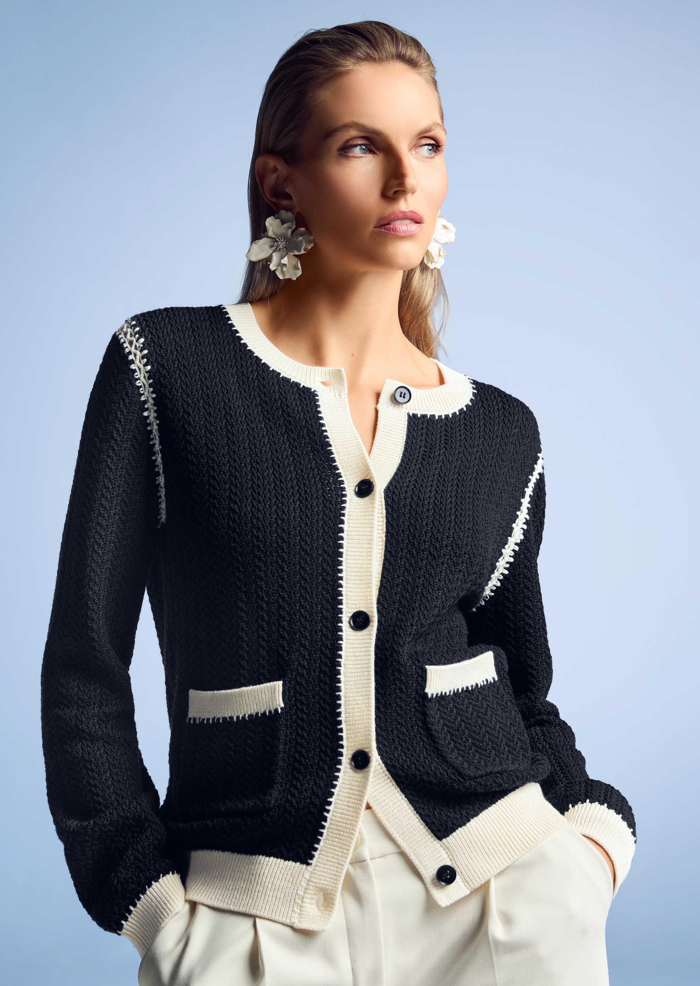 Gilet en maille torsadée avec détails raffinés