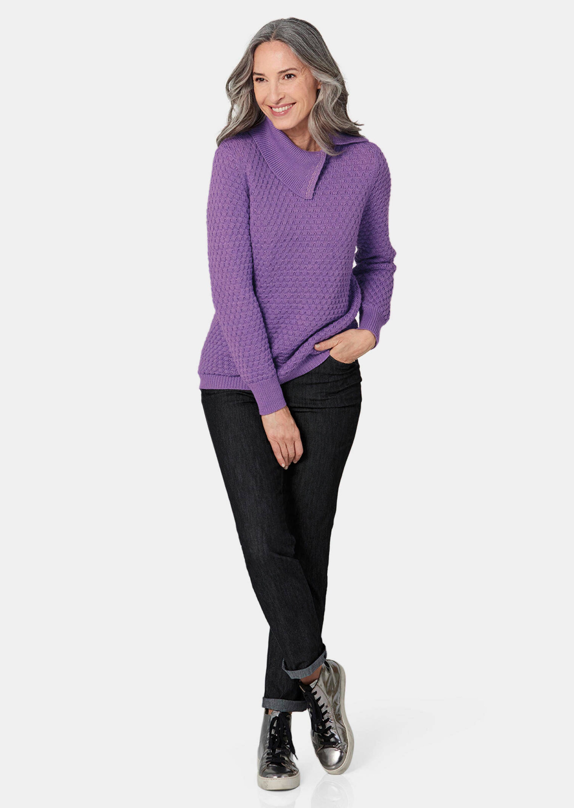 Pull en tricot avec col fantaisie - lilas - Gr. 52 de Goldner Fashion