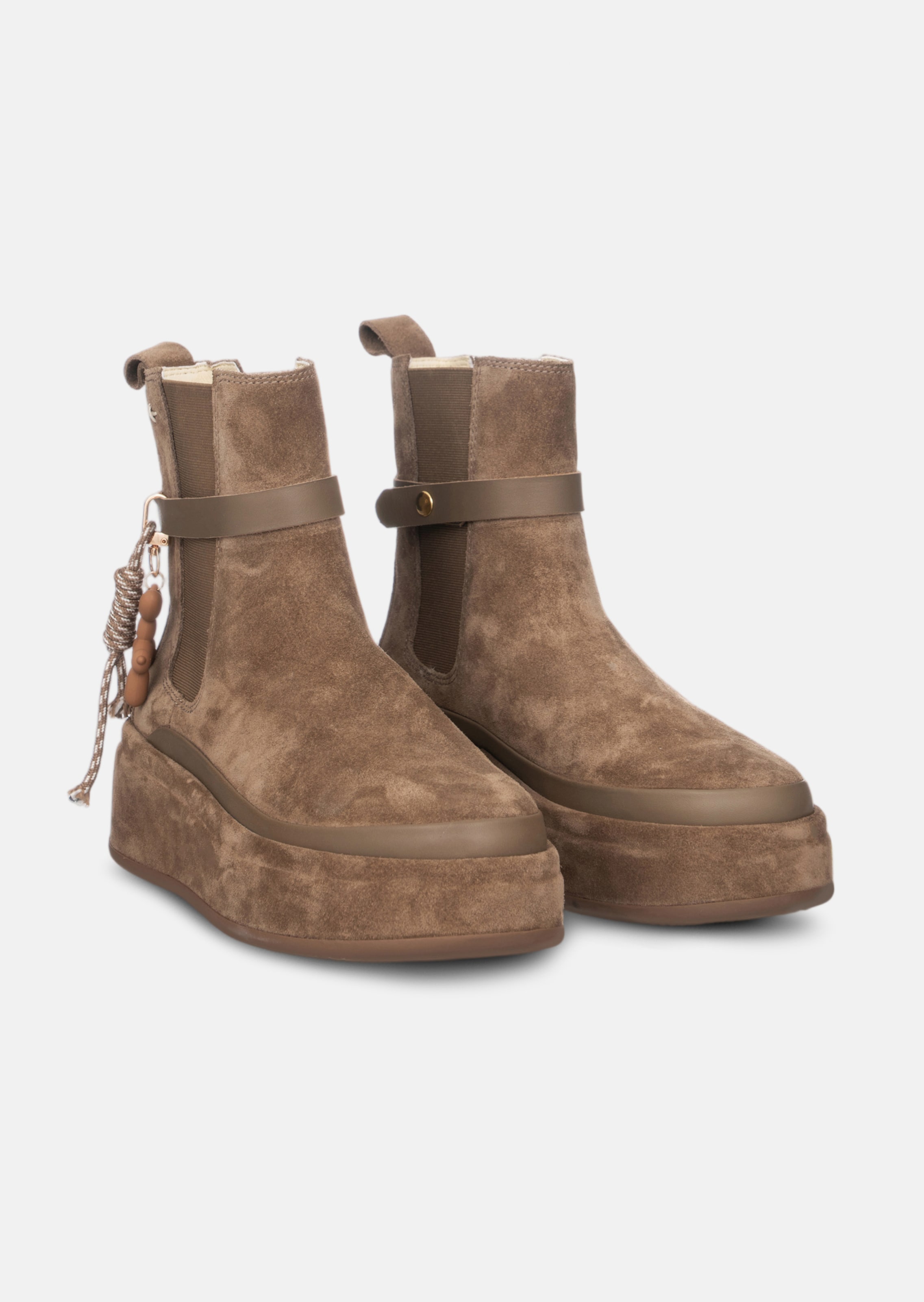 Boots van suède met plateauzool