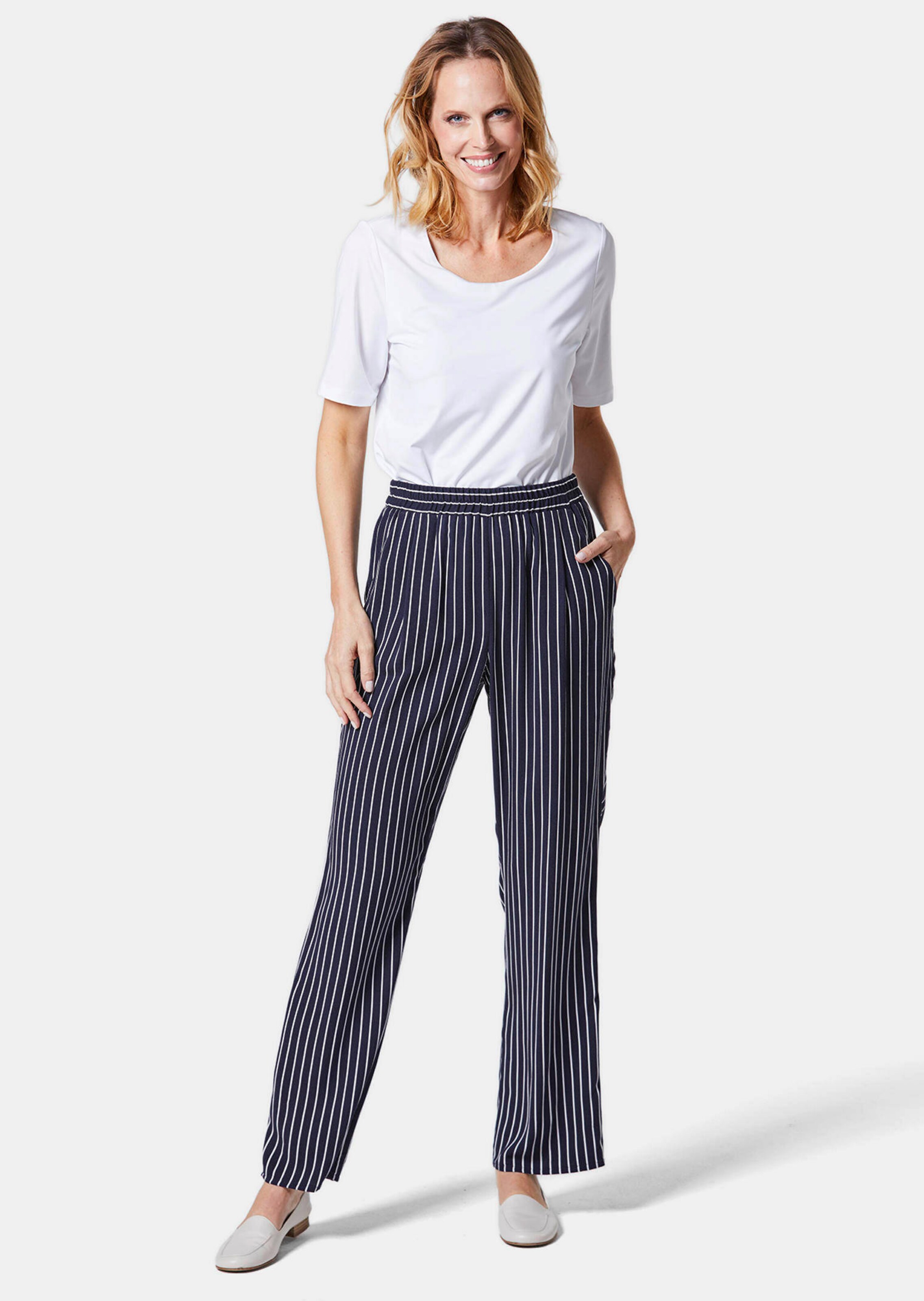 Pantalon rayé - marine / blanc / rayé - Gr. 56 de Goldner Fashion