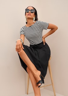 Robe rayée en mix de matières thumbnail 7