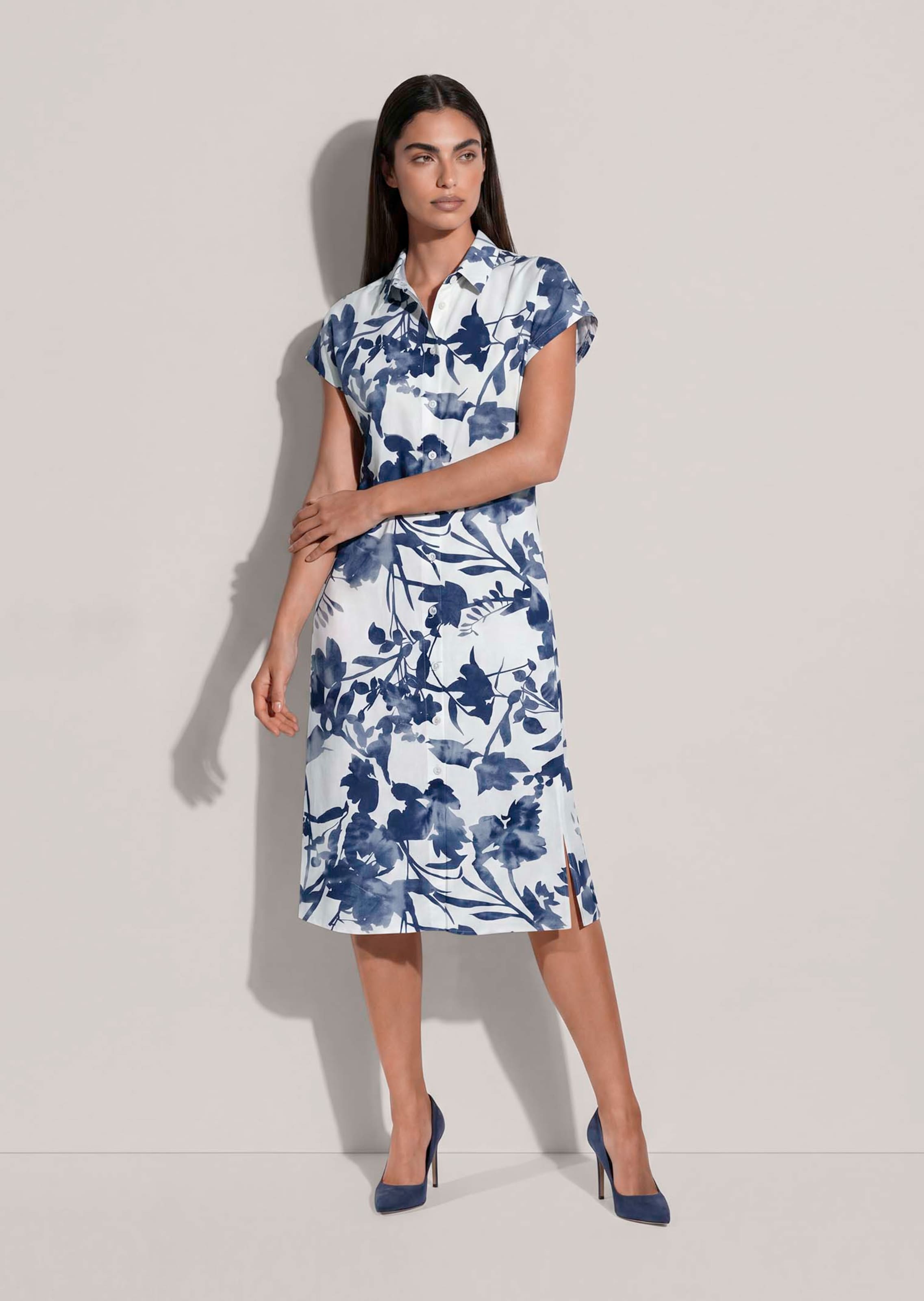 Robe-chemise en viscose avec imprimé fleuri