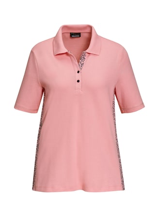 rosé Pikee-Poloshirt mit Druckeinsätzen