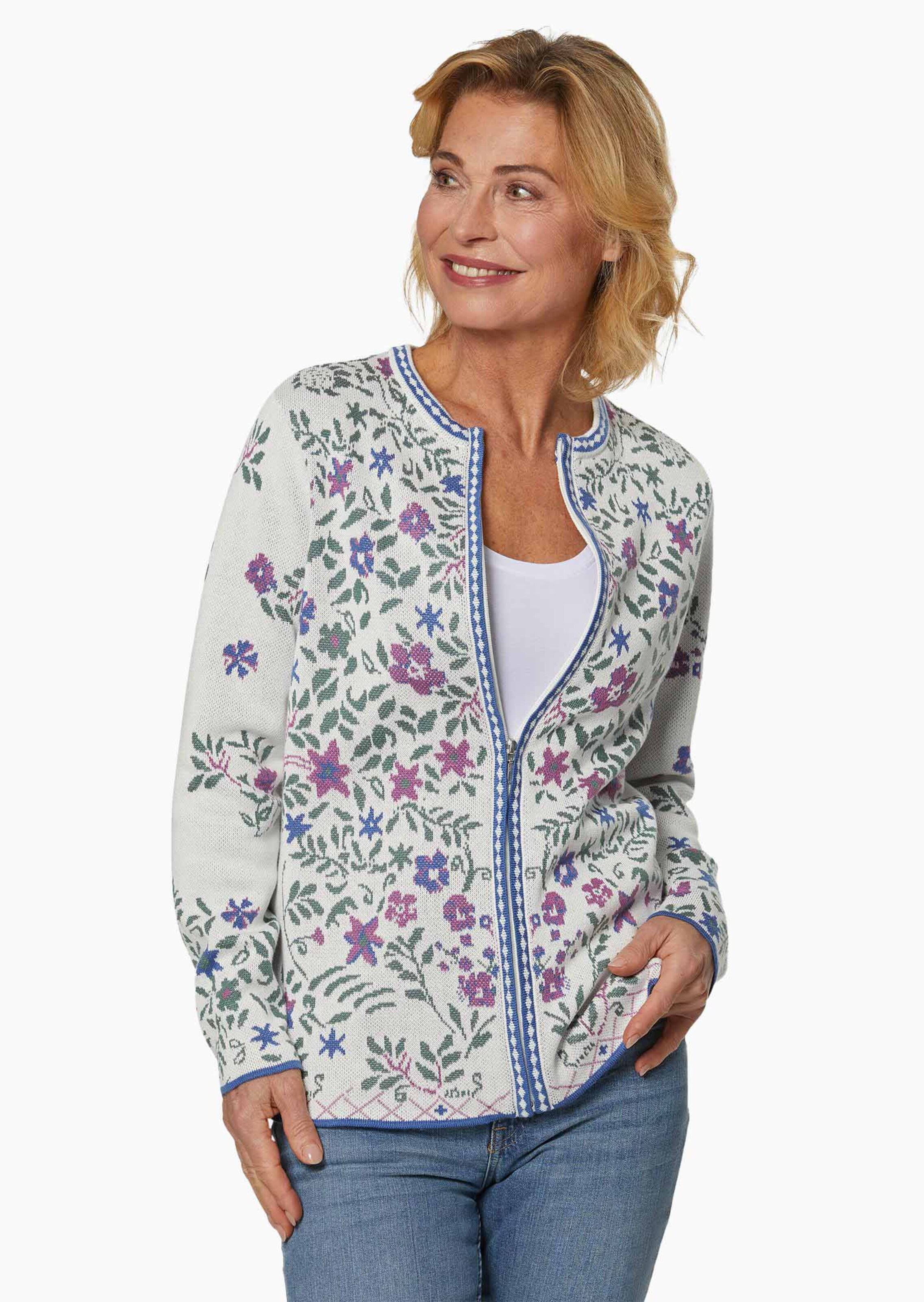 Hochwertige Jacquard-Strickjacke