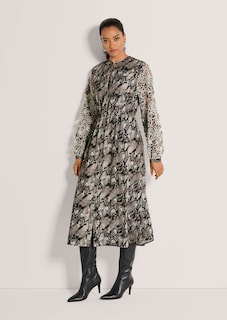Kleid mit Schlangen-Print und Spitzen-Ärmeln thumbnail 2