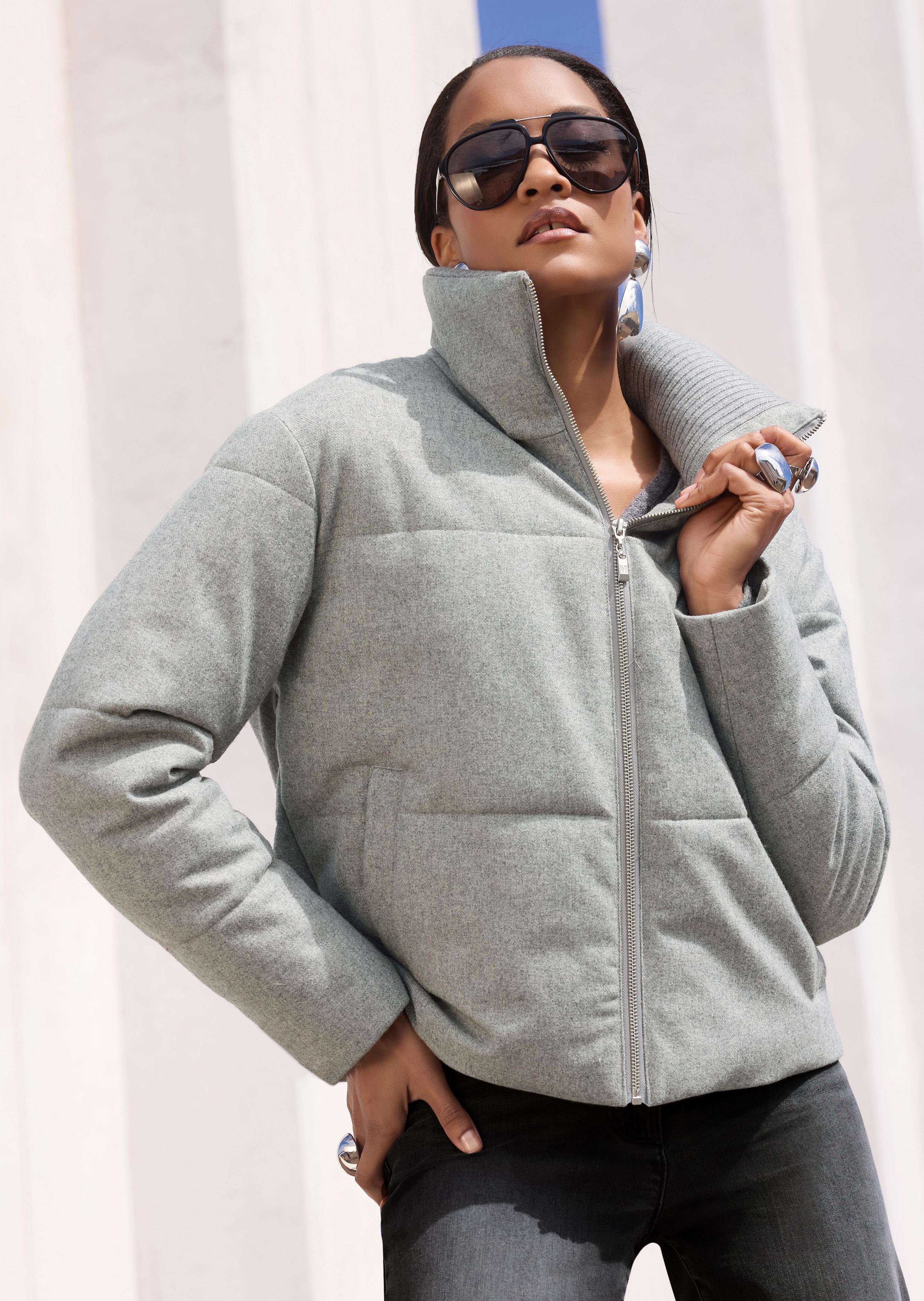 Winterwarm wattierte Steppjacke in edler Melange