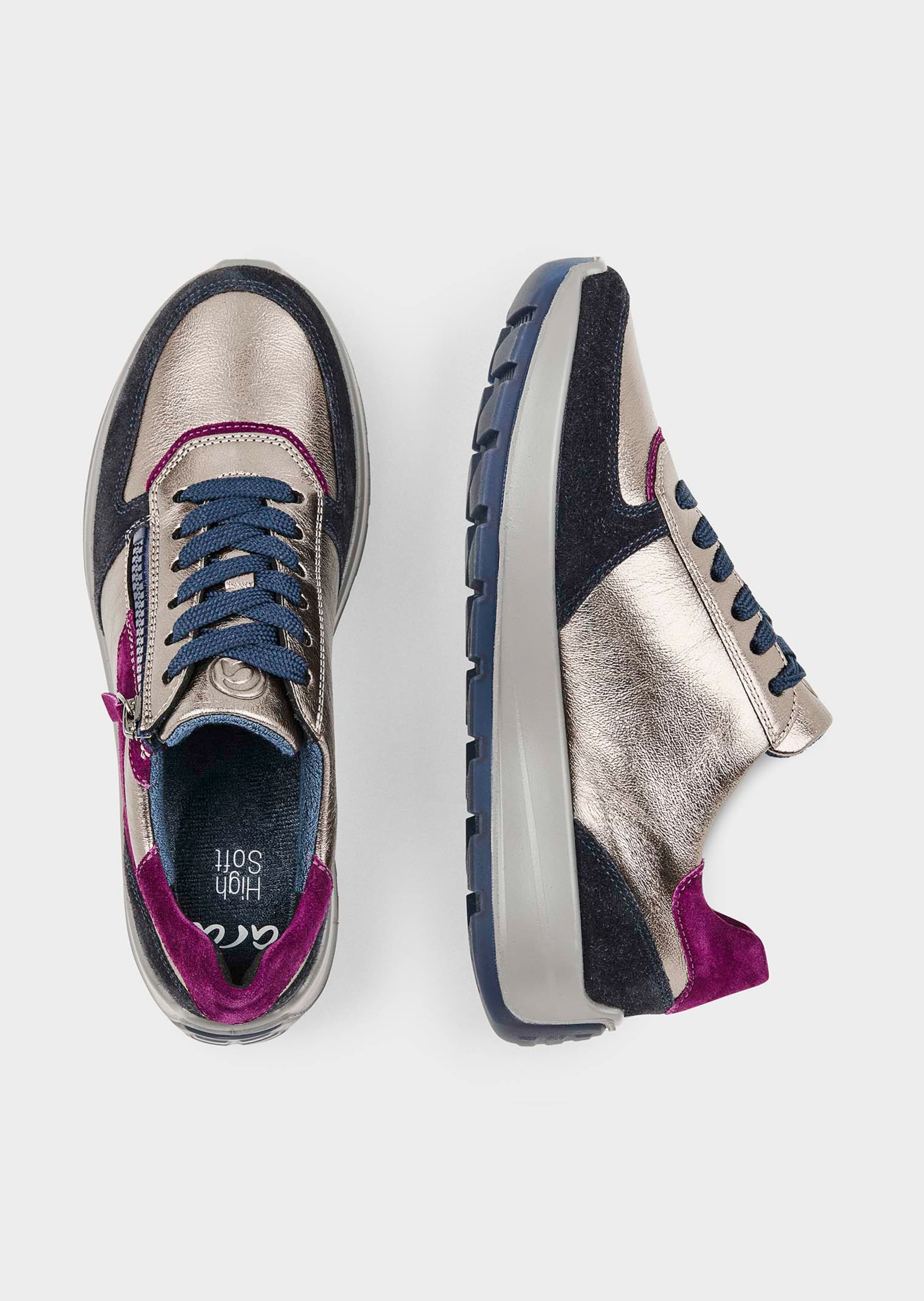 Leder-Sneaker mit Metallic-Look