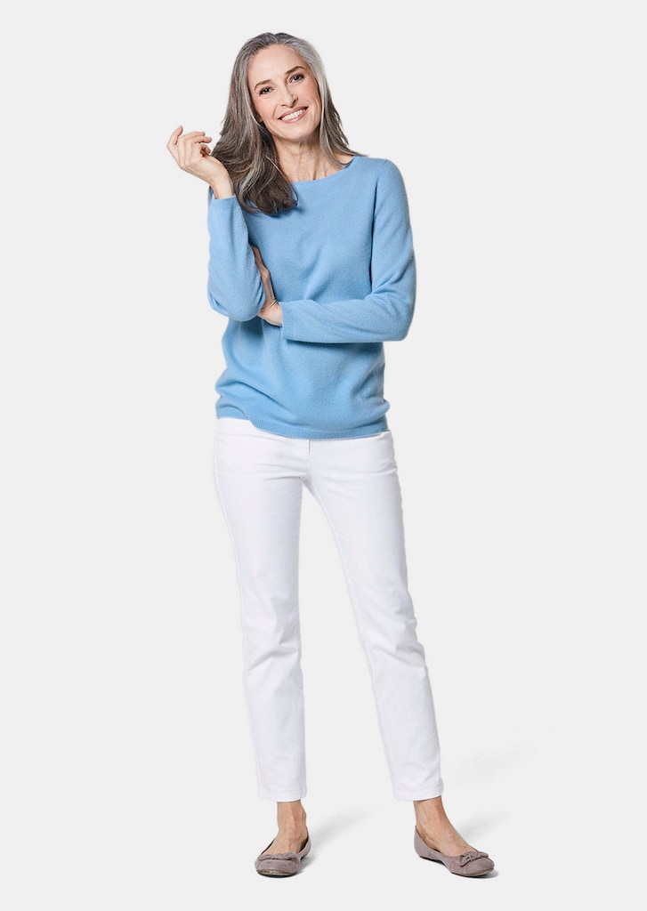 Kaschmirpullover mit U-Boot Ausschnitt