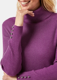 Eleganter Rollkragenpullover mit optischen Knöpfen thumbnail 5